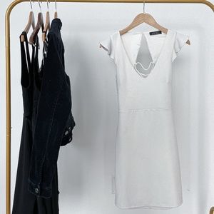 Short White Party Dress with Corset Back